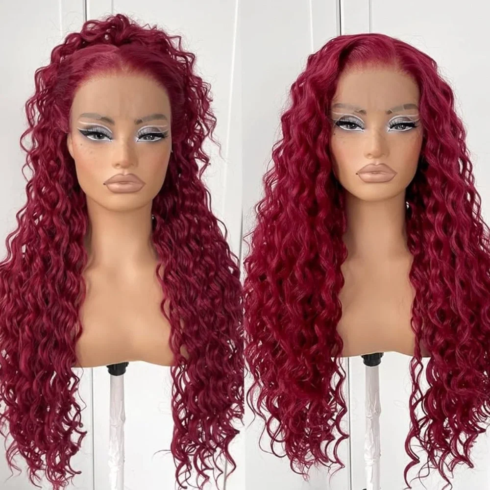 26” Burgundy DEEP Wavy Hair  LACE FRONT WIG Wig